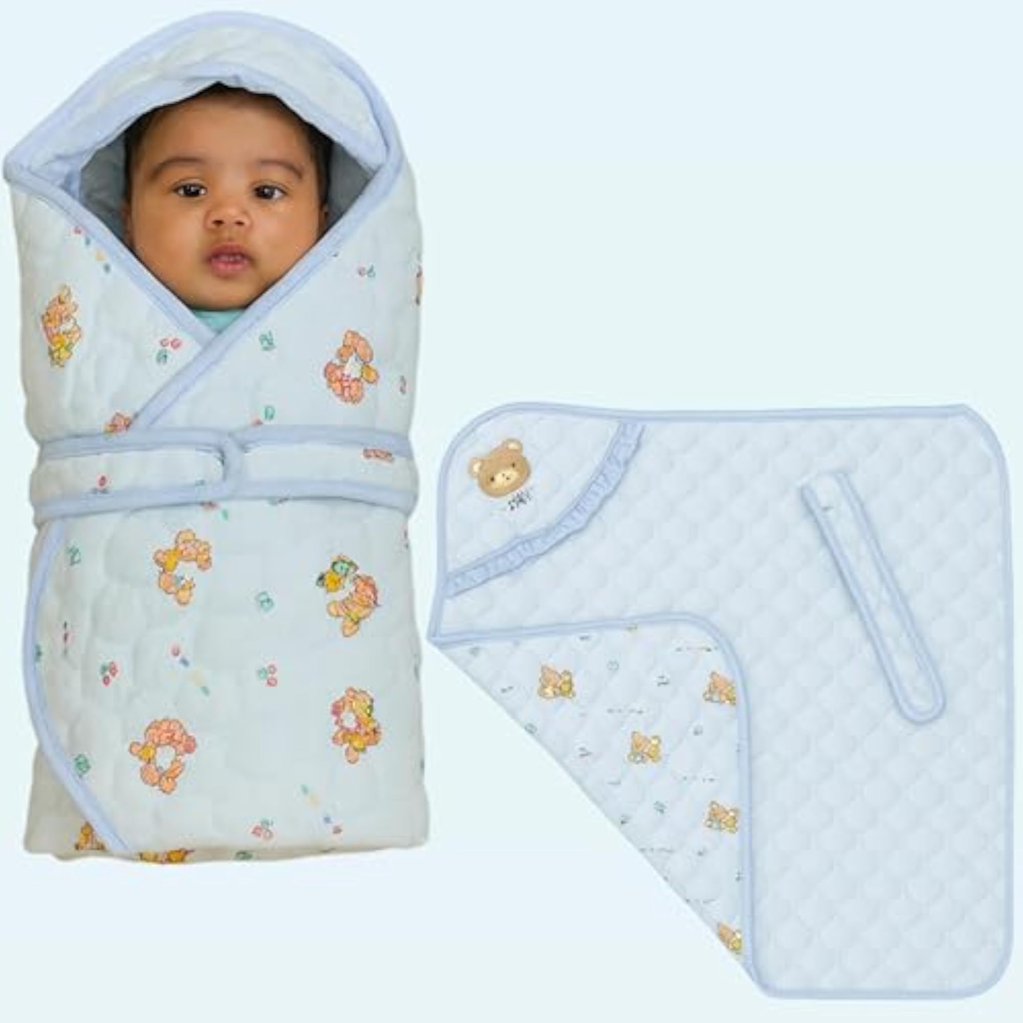 Hooded Quilted Wrapper for New Born Baby